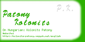 patony kolonits business card